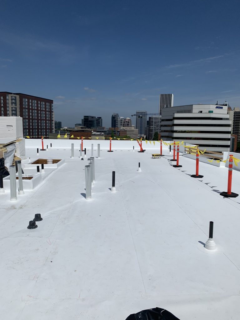 Photo of a commercial roof top done by Morq Roofing, LLC